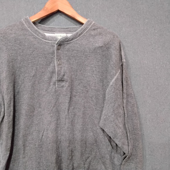 L.L. Bean Other - LL Bean Men 2XL Tall Grey Wool Blend Double Layer Henley Long Sleeve Shirt 02038